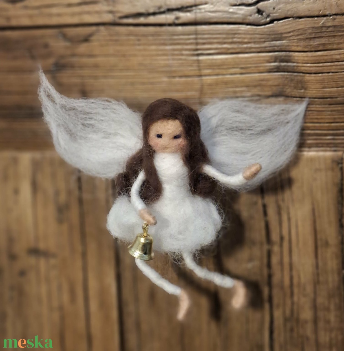 Nemez angyal csengettyűvel - otthon & életmód - dekoráció - fali és függő dekoráció - függődísz - Meska.hu