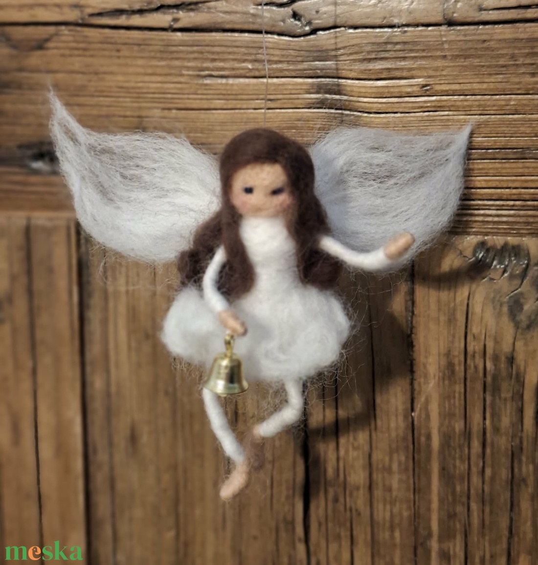 Nemez angyal csengettyűvel - otthon & életmód - dekoráció - fali és függő dekoráció - függődísz - Meska.hu