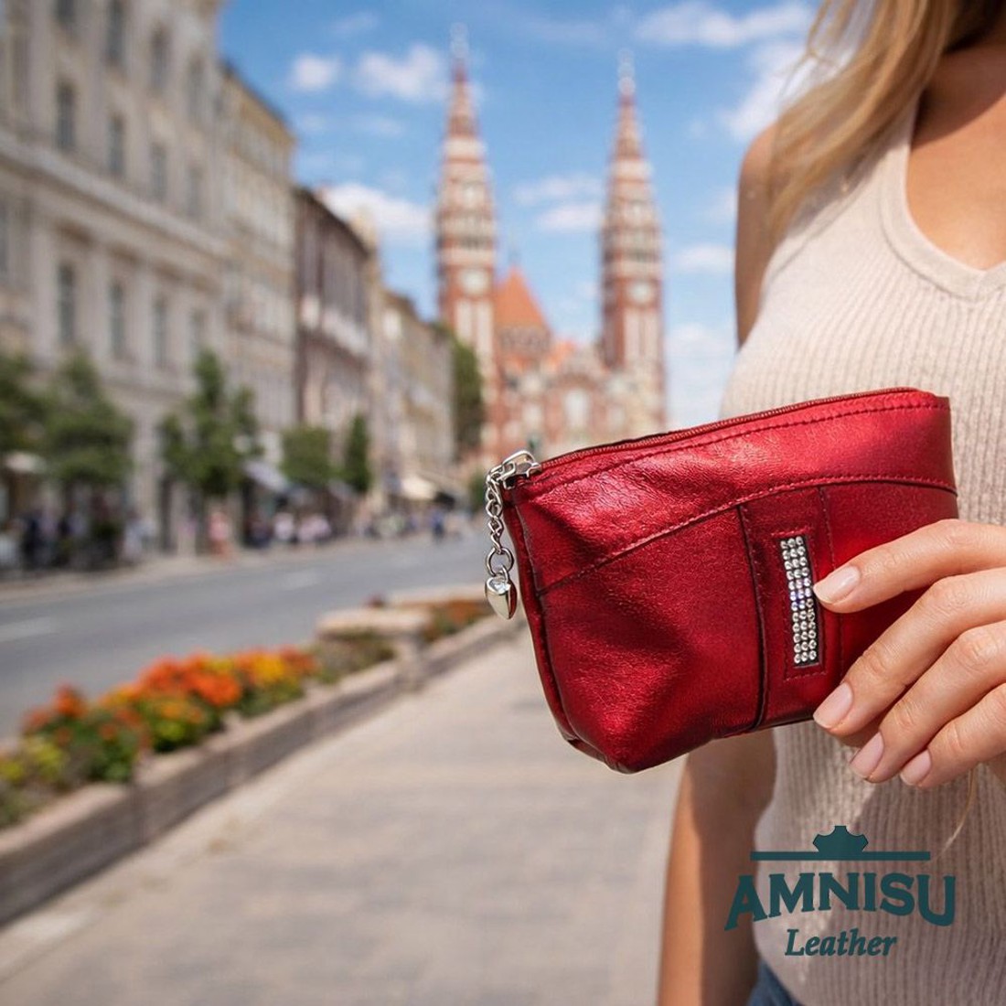 Metál bordó egy cipzáras egyenes kristály köves kulcstartó E5006 - táska & tok - kulcstartó & táskadísz - kulcstartó - Meska.hu