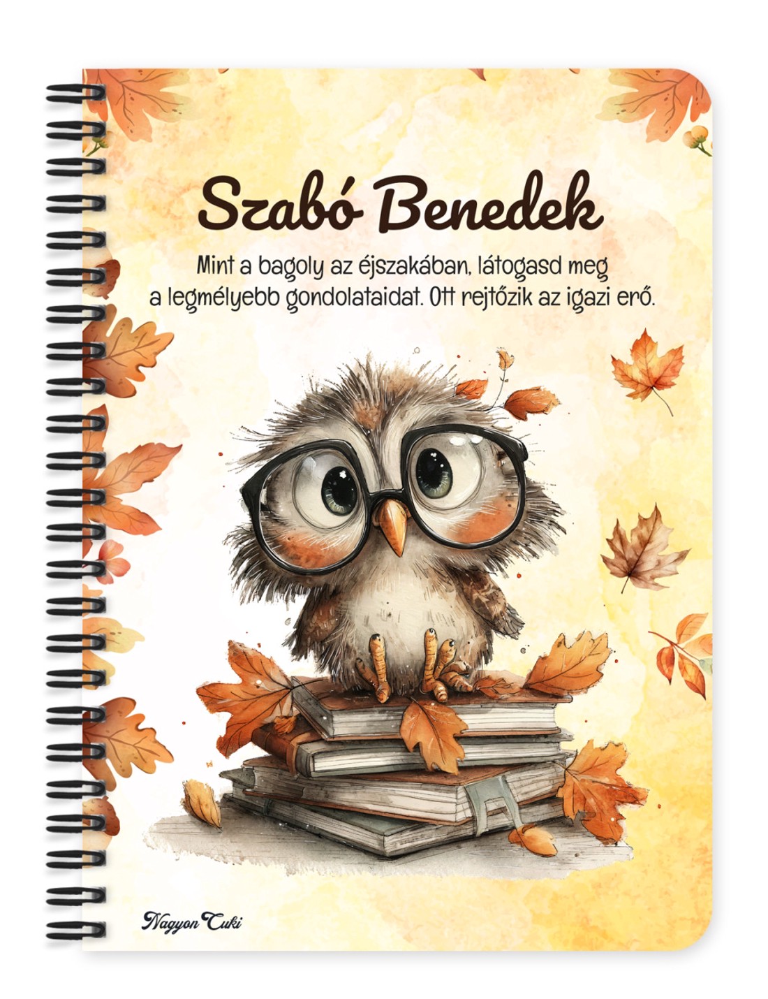 Személyre szabható - Cuki őszi szemüveges bagoly mintás A6-os füzet - otthon & életmód - papír, írószer - jegyzetfüzet & napló - Meska.hu