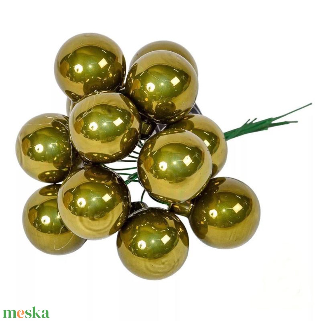 Üveggömb pick 2,5 cm - mohazöld2 - fényes 12 db - kellékek & szerszámok - dekorációs kellékek - üveggömb pick - Meska.hu