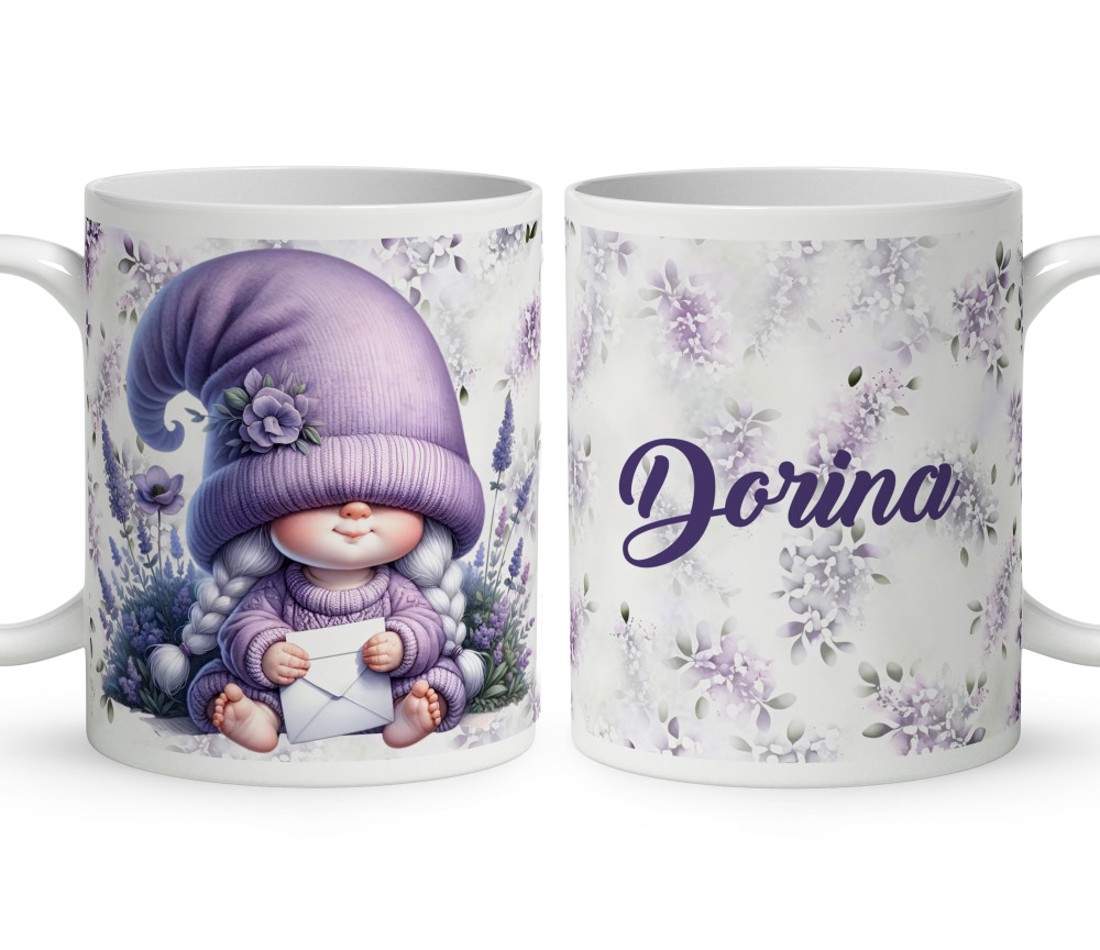 Névvel kérhető - Cuki levendulás manólány levéllel mintás bögre - otthon & életmód - konyhafelszerelés, tálalás - tálalás - bögre & csésze - Meska.hu
