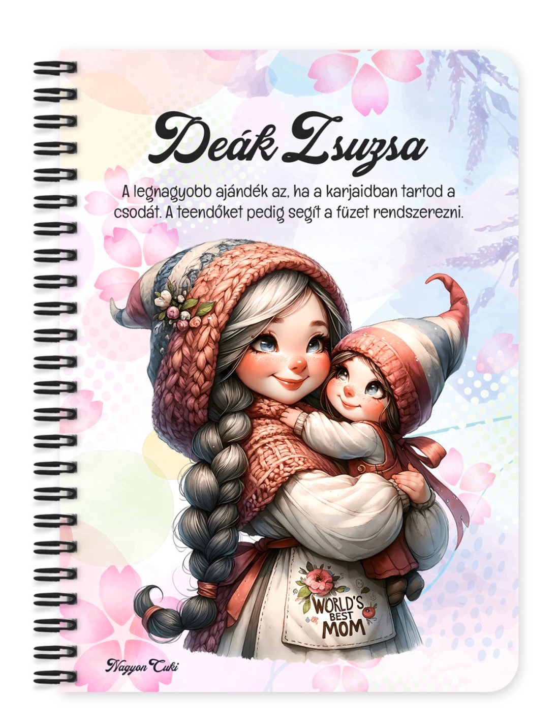 Személyre szabható - Cuki Anya manó és Lánykája mintás A6-os füzet - otthon & életmód - papír, írószer - jegyzetfüzet & napló - Meska.hu