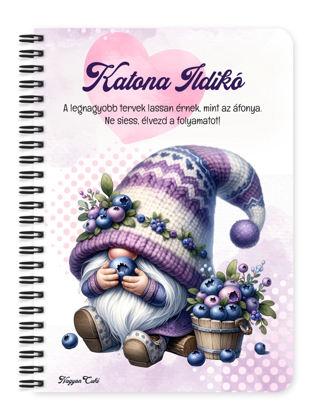 Személyre szabható - Nyami Áfonyás manó mintás A6-os füzet - otthon & életmód - papír, írószer - jegyzetfüzet & napló - Meska.hu