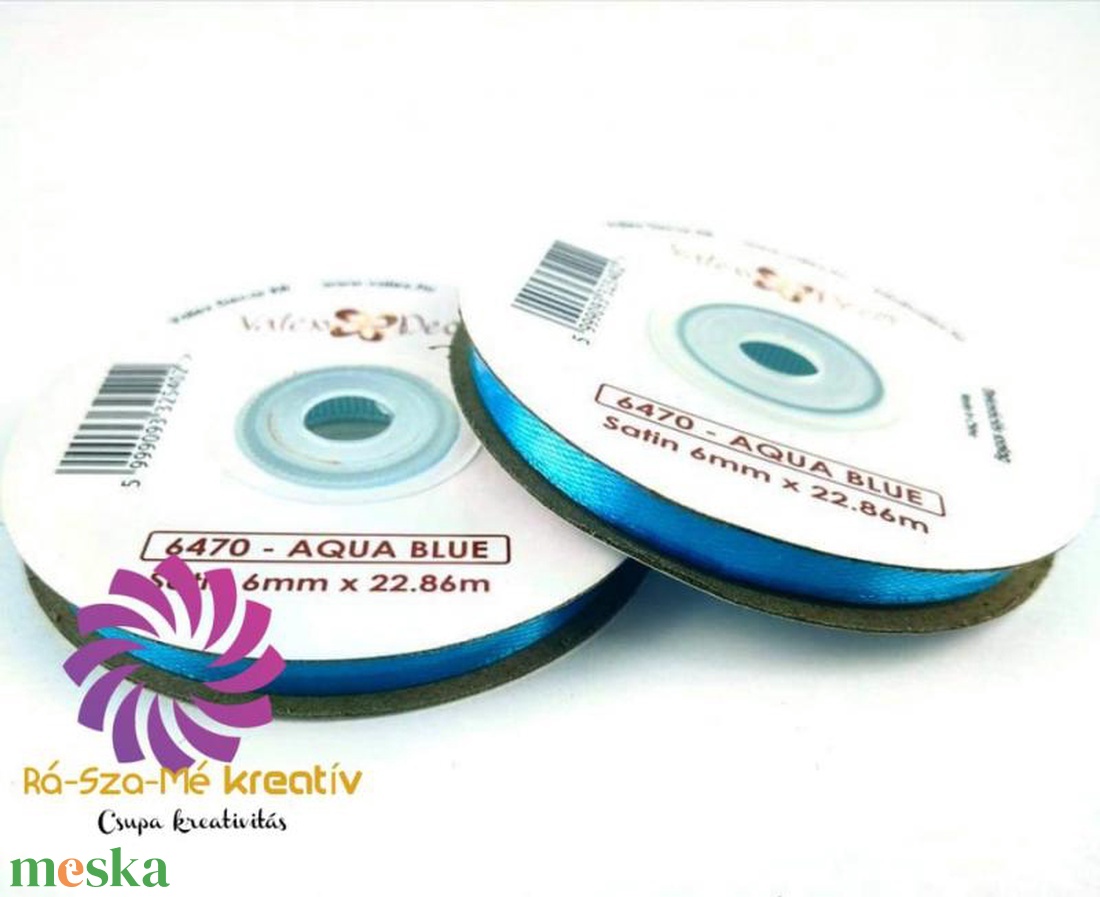 Szatén szalag 6mmx22,86m - aqua kék - kellékek & szerszámok - rövidáru - szalag, pánt - szatén szalag - Meska.hu Szatén szalag 6mmx22,86m - aqua kék - kellékek & szerszámok - rövidáru - szalag, pánt - szatén szalag - Meska.hu
