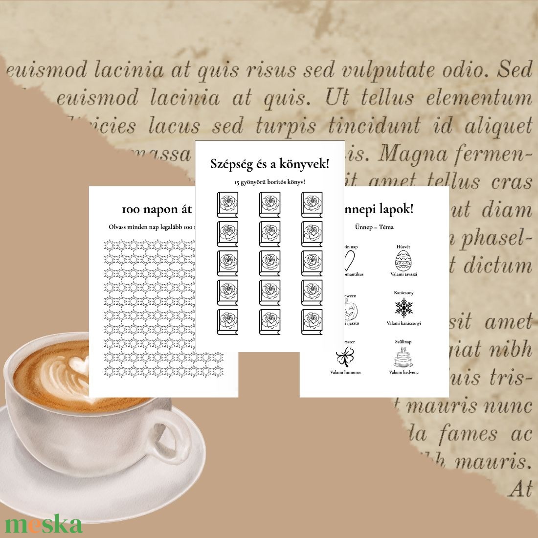 Könyves Kihívás - Egy év tele könyvekkel (2026) � 10 kihívás, nehéz nehézség - otthon & életmód - papír, írószer - jegyzetfüzet & napló - Meska.hu
