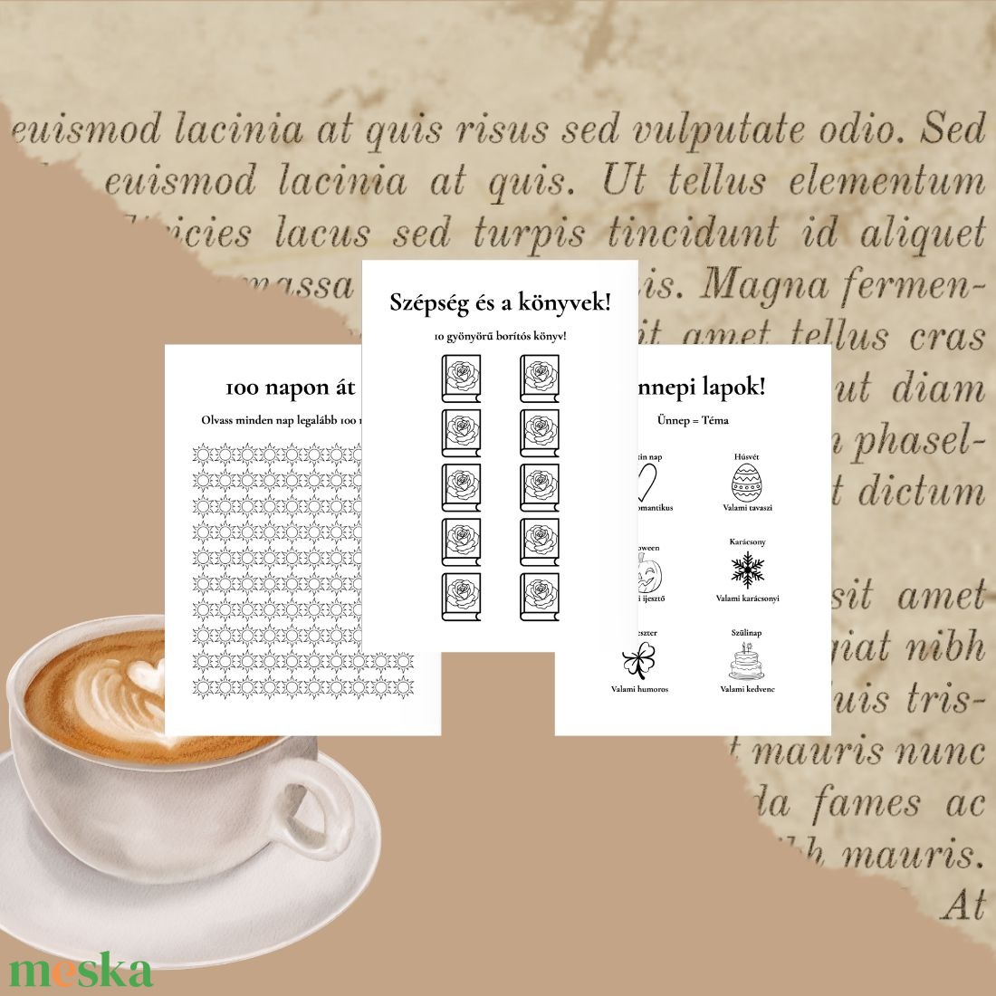 Könyves Kihívás - Egy év tele könyvekkel (2026) � 10 kihívás, közepes nehézség - otthon & életmód - papír, írószer - jegyzetfüzet & napló - Meska.hu