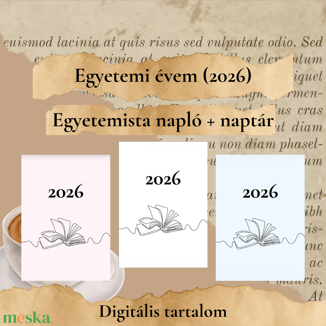Egyetemi évem (2026) - naptár + napló egyetemistáknak - otthon & életmód - papír, írószer - naptár & tervező - Meska.hu