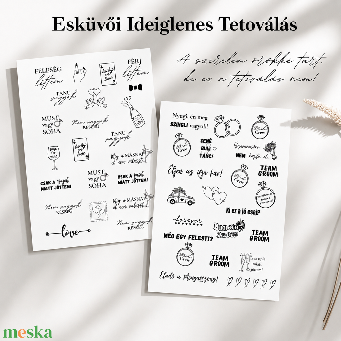 44 darabos Ideiglenes Esküvői Tetoválás - otthon & életmód - papír, írószer - ideiglenes tetoválás - Meska.hu