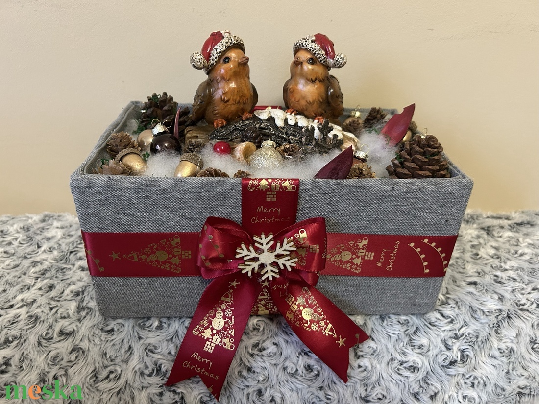 Karácsonyi madárkás asztali dísz - karácsony - karácsonyi lakásdekoráció - karácsonyi lakásdíszek - Meska.hu