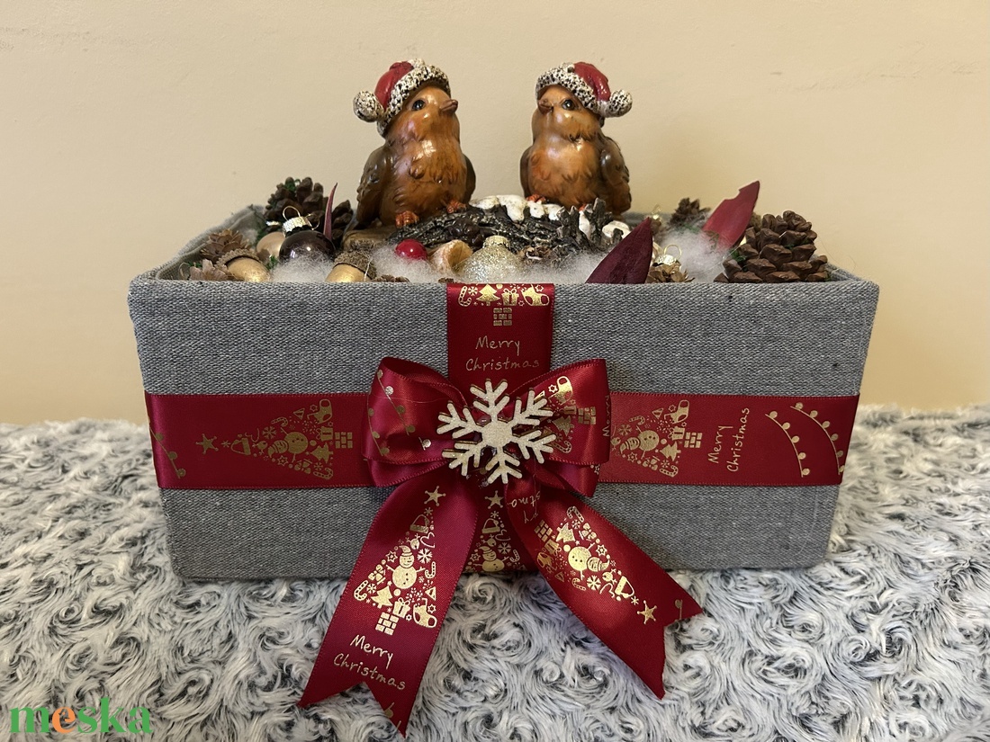 Karácsonyi madárkás asztali dísz - karácsony - karácsonyi lakásdekoráció - karácsonyi lakásdíszek - Meska.hu