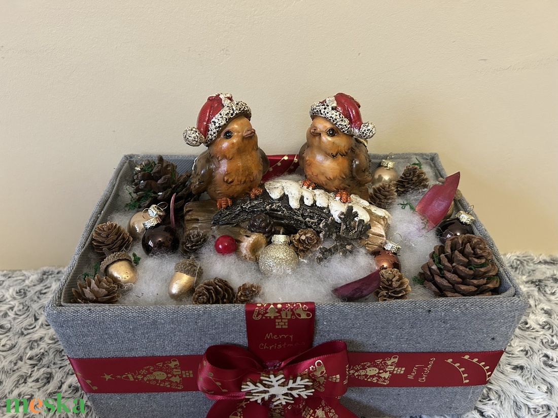 Karácsonyi madárkás asztali dísz - karácsony - karácsonyi lakásdekoráció - karácsonyi lakásdíszek - Meska.hu