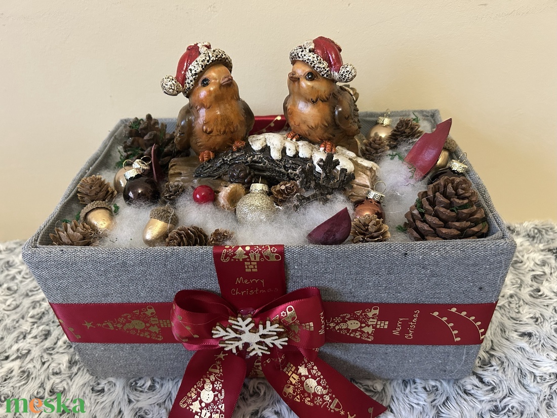 Karácsonyi madárkás asztali dísz - karácsony - karácsonyi lakásdekoráció - karácsonyi lakásdíszek - Meska.hu