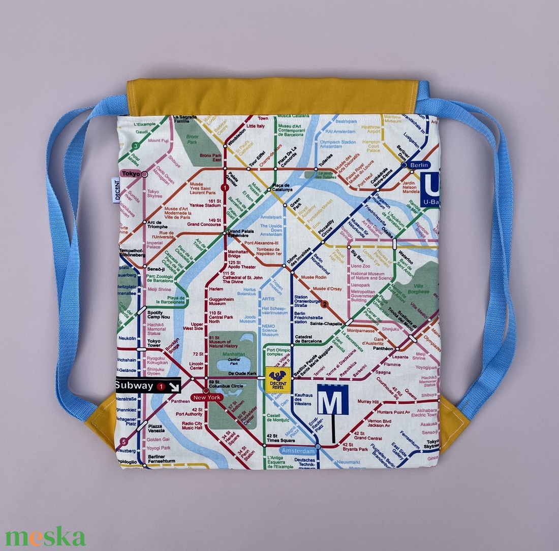 Összehúzható vászon hátizsák metró térkép mintával - sárga/kék - táska & tok - hátizsák - tornazsák, gymbag - Meska.hu Összehúzható vászon hátizsák metró térkép mintával - sárga/kék - táska & tok - hátizsák - tornazsák, gymbag - Meska.hu