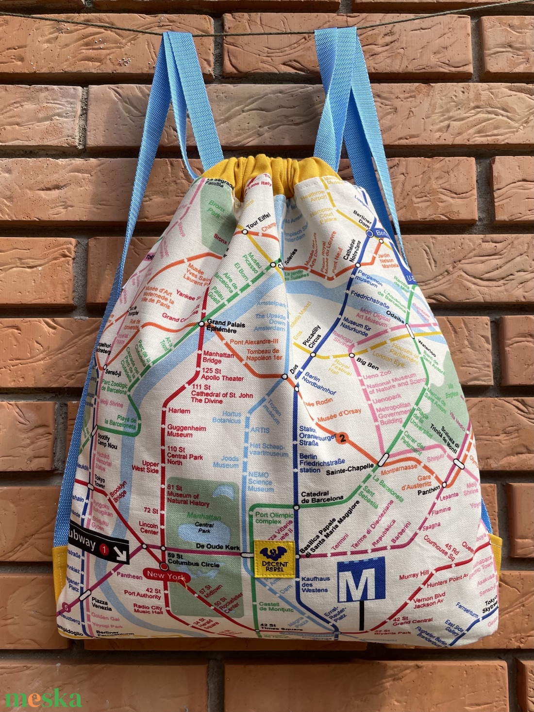 Összehúzható vászon hátizsák metró térkép mintával - sárga/kék - táska & tok - hátizsák - tornazsák, gymbag - Meska.hu Összehúzható vászon hátizsák metró térkép mintával - sárga/kék - táska & tok - hátizsák - tornazsák, gymbag - Meska.hu