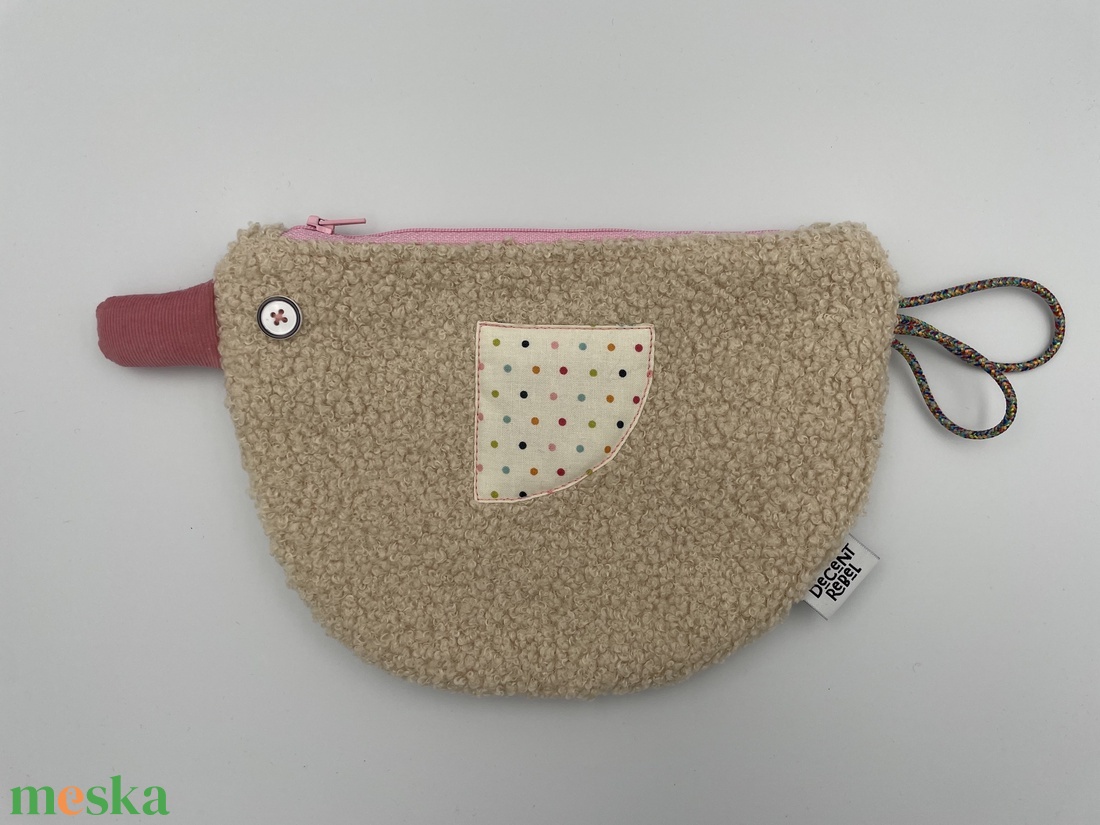 Kacsa haver pipere táska - tört fehér buklé/rózsaszín kord - táska & tok - neszesszer - Meska.hu