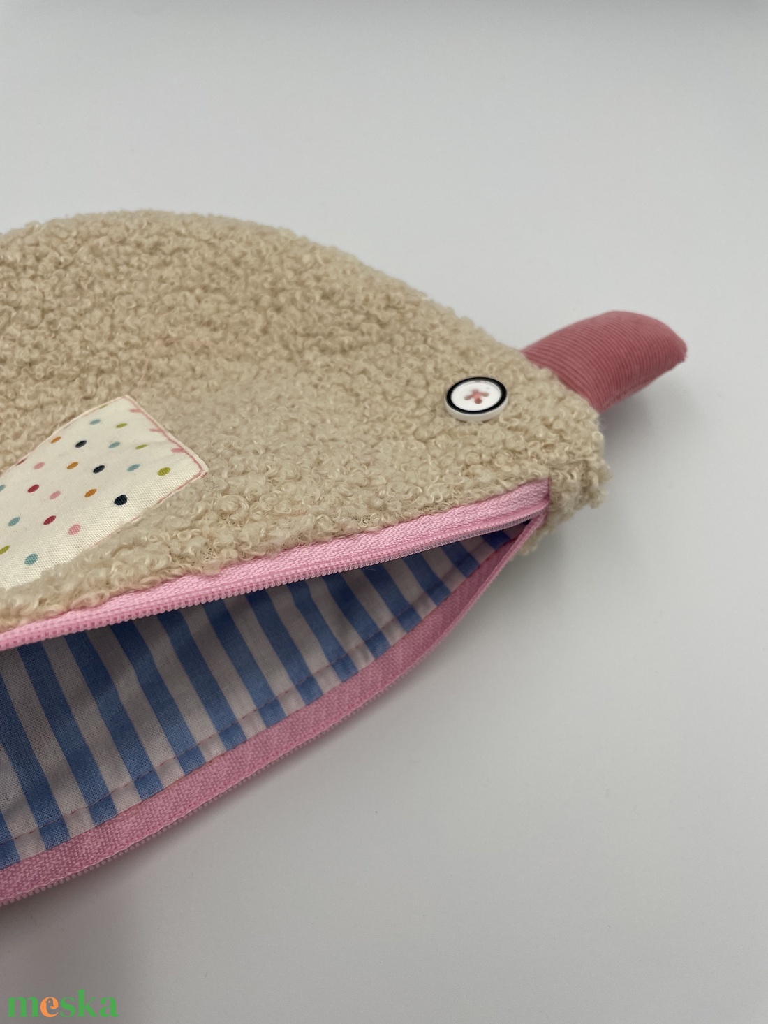 Kacsa haver pipere táska - tört fehér buklé/rózsaszín kord - táska & tok - neszesszer - Meska.hu