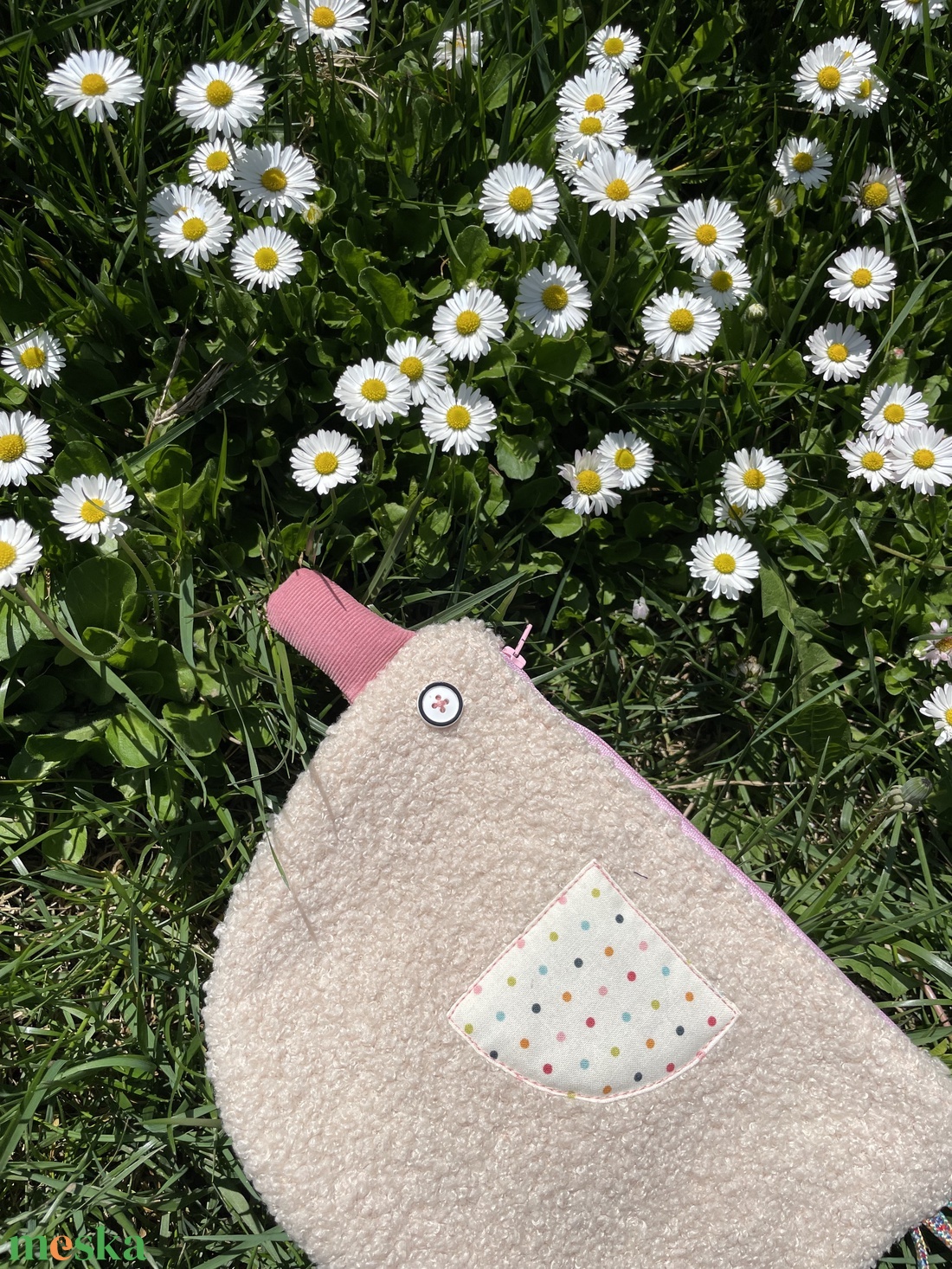 Kacsa haver pipere táska - tört fehér buklé/rózsaszín kord - táska & tok - neszesszer - Meska.hu