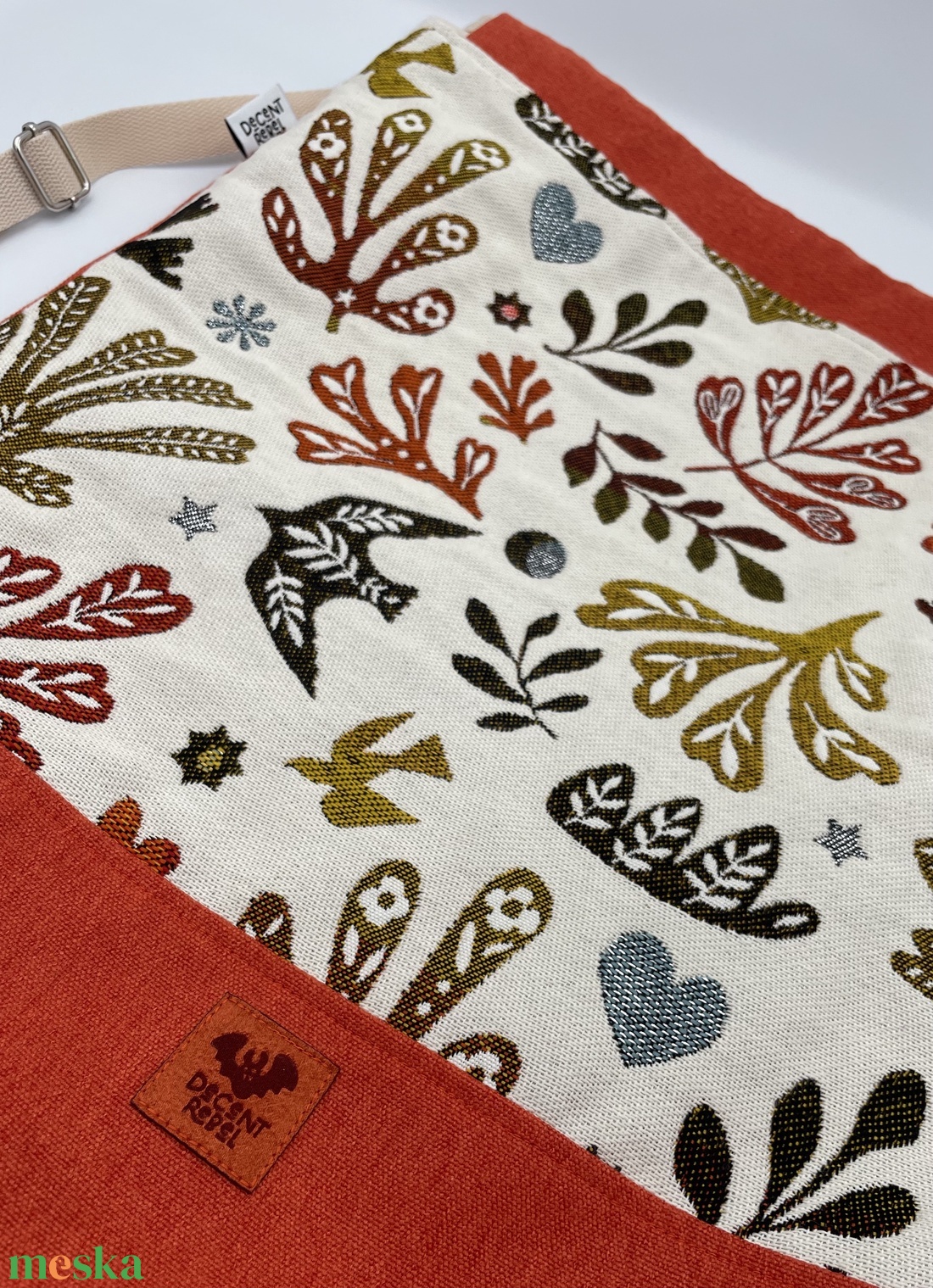 Összehúzható hátizsák madár és növény mintás jacquard és bútorszövet anyagokból - táska & tok - hátizsák - tornazsák, gymbag - Meska.hu