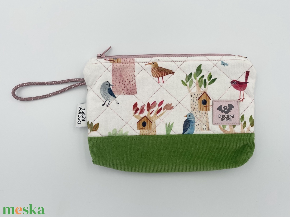 Steppelt, madaras pipere táska - narancs/fűzöld kord - táska & tok - neszesszer - Meska.hu