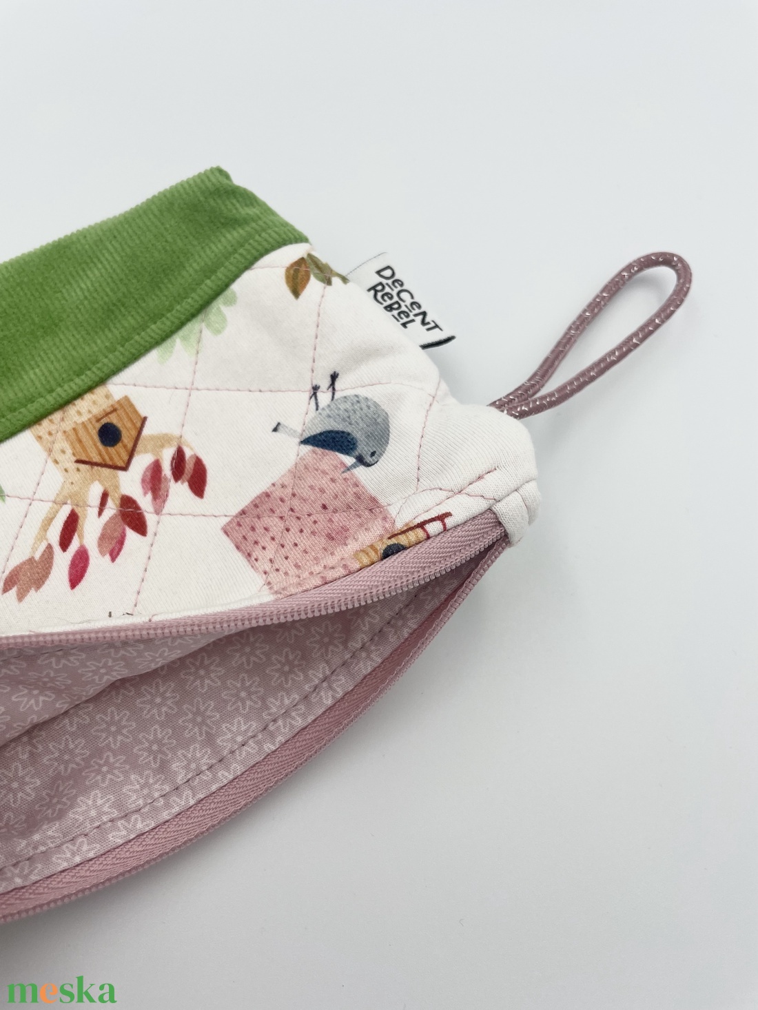 Steppelt, madaras pipere táska - narancs/fűzöld kord - táska & tok - neszesszer - Meska.hu