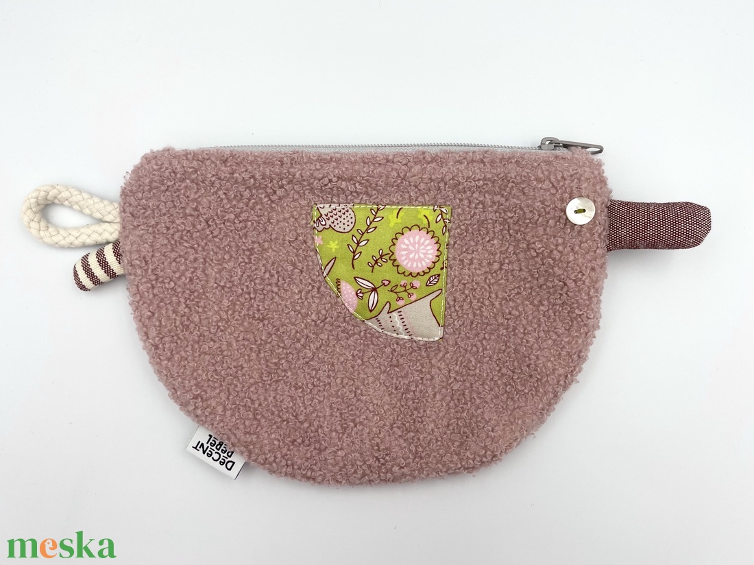 Kacsa haver pipere táska - rózsaszín buklé/zöld, bordó csőr - táska & tok - neszesszer - Meska.hu