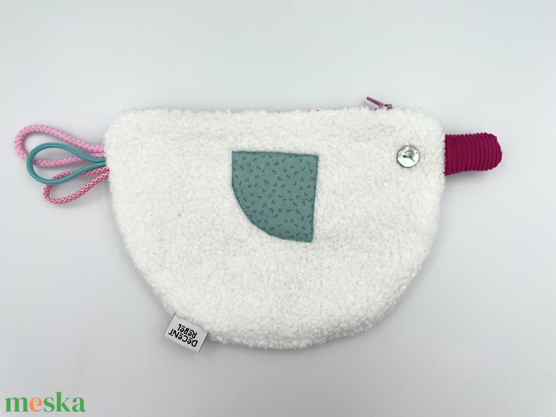 Kacsa haver pipere táska - fehér buklé/türkiz, magenta csőr - táska & tok - neszesszer - Meska.hu