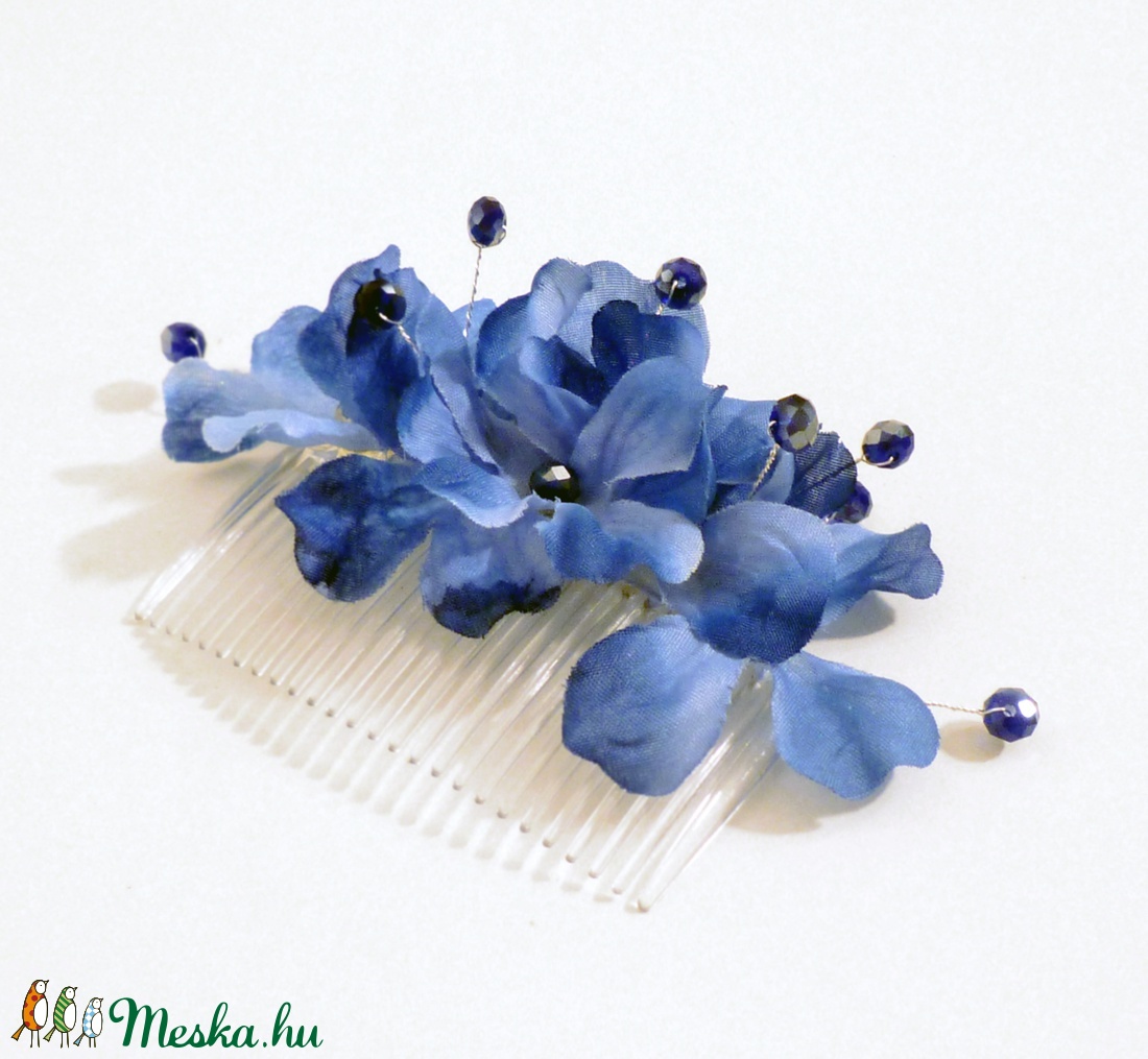 Kék selyemvirágos hajdísz -  - Meska.hu