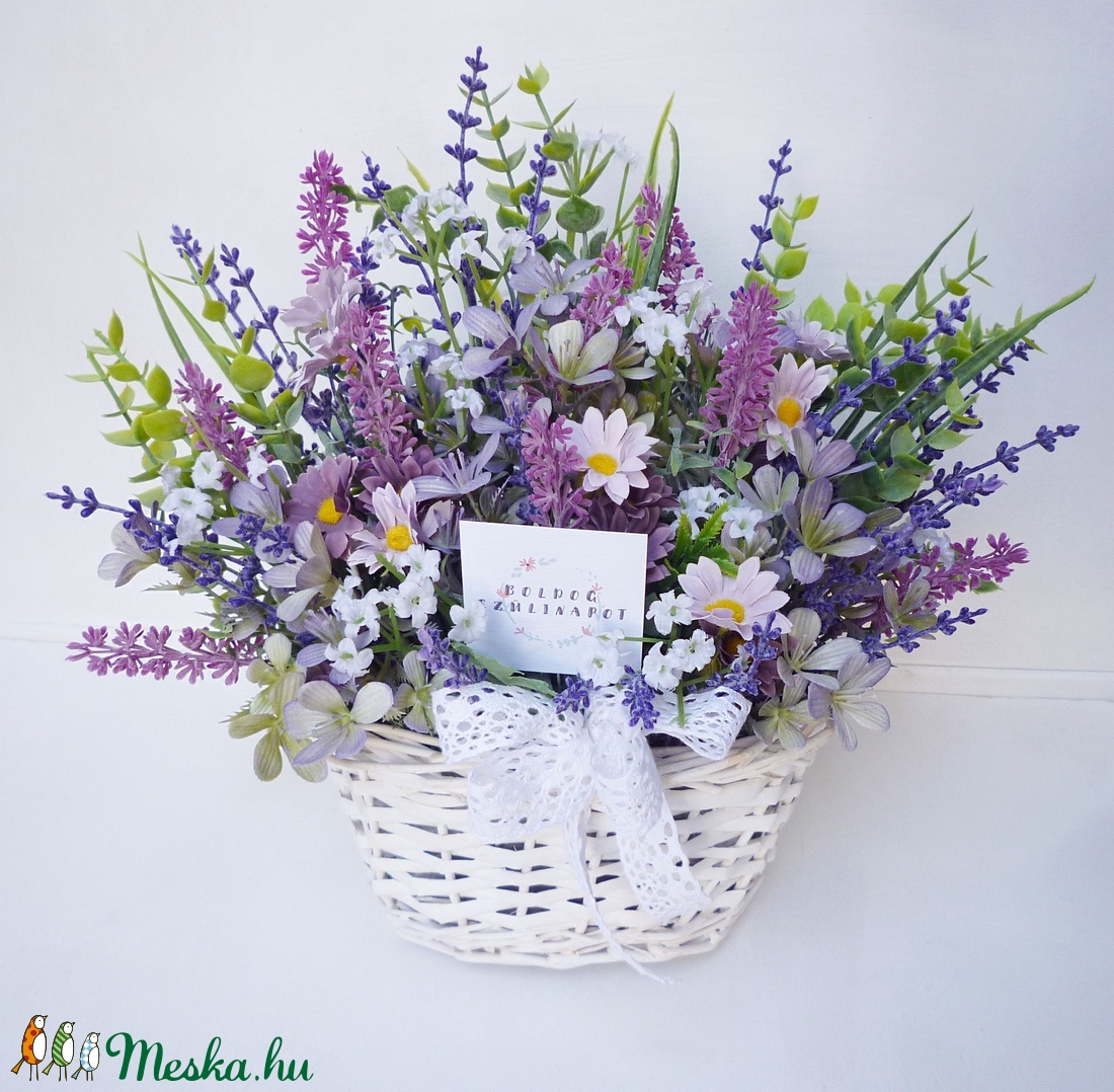 Szülinapi levendulás virág kosár  - otthon & életmód - dekoráció - Meska.hu