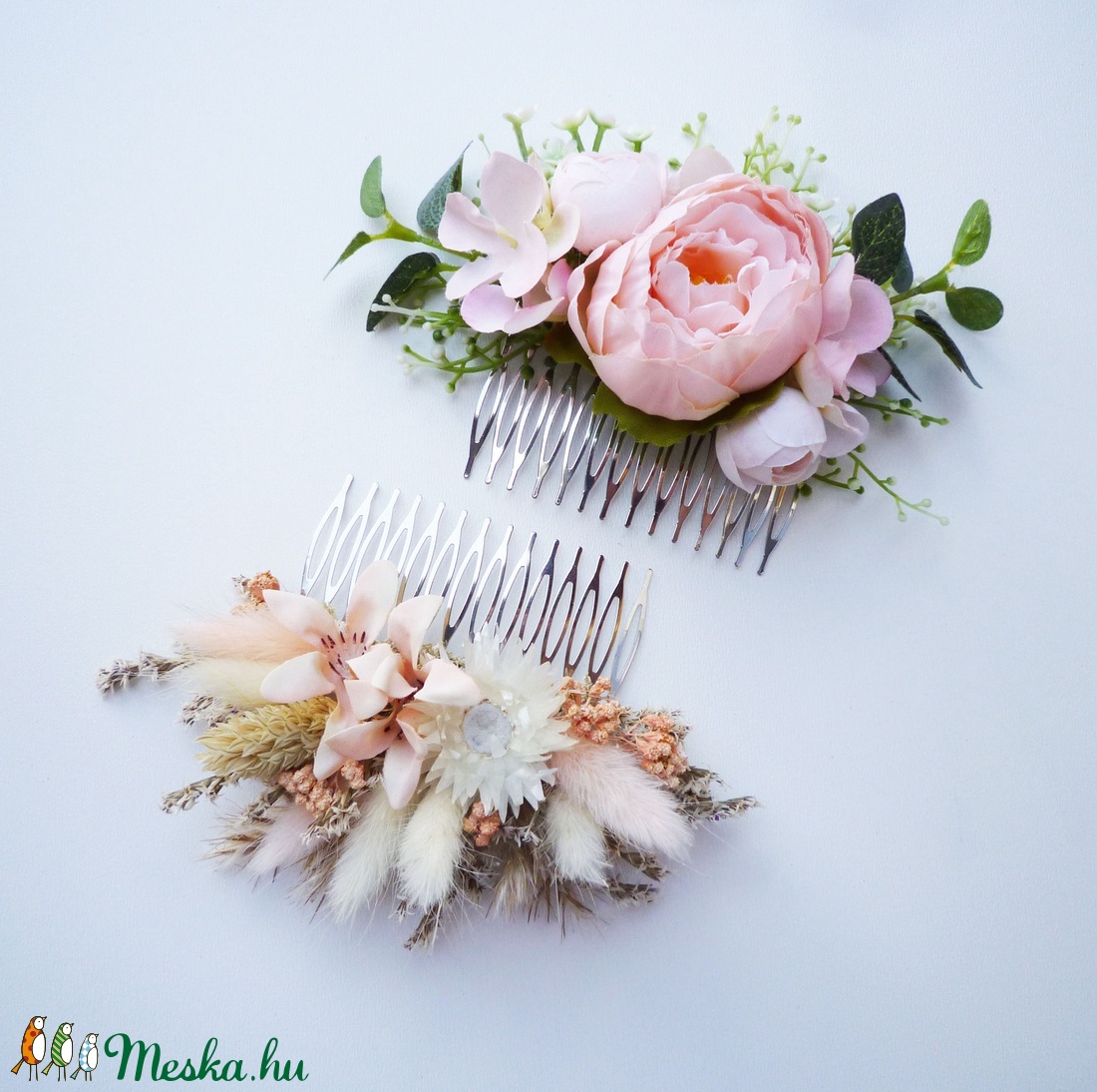 Púder esküvői hajdísz szett 2db-os - esküvő - kiegészítők - kitűző - Meska.hu