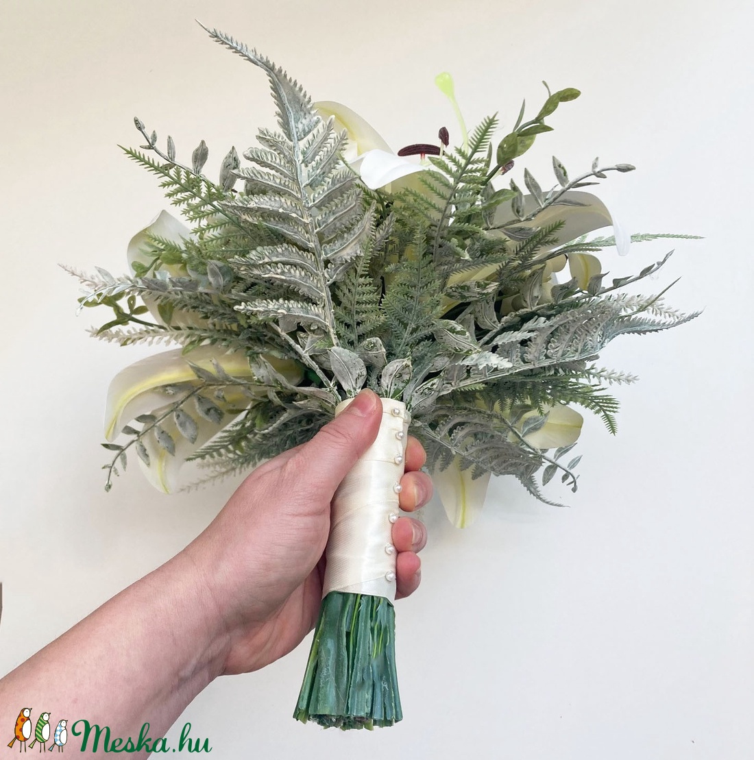 Liliomos menyasszonyi örök csokor  - esküvő - menyasszonyi- és dobócsokor - Meska.hu