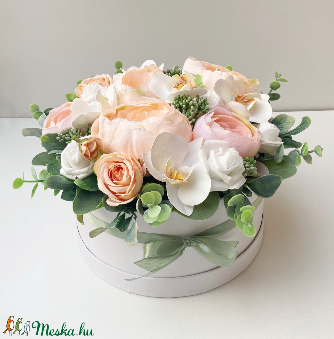 Orchideás bazsarózsás virág doboz  - otthon & életmód - dekoráció - Meska.hu
