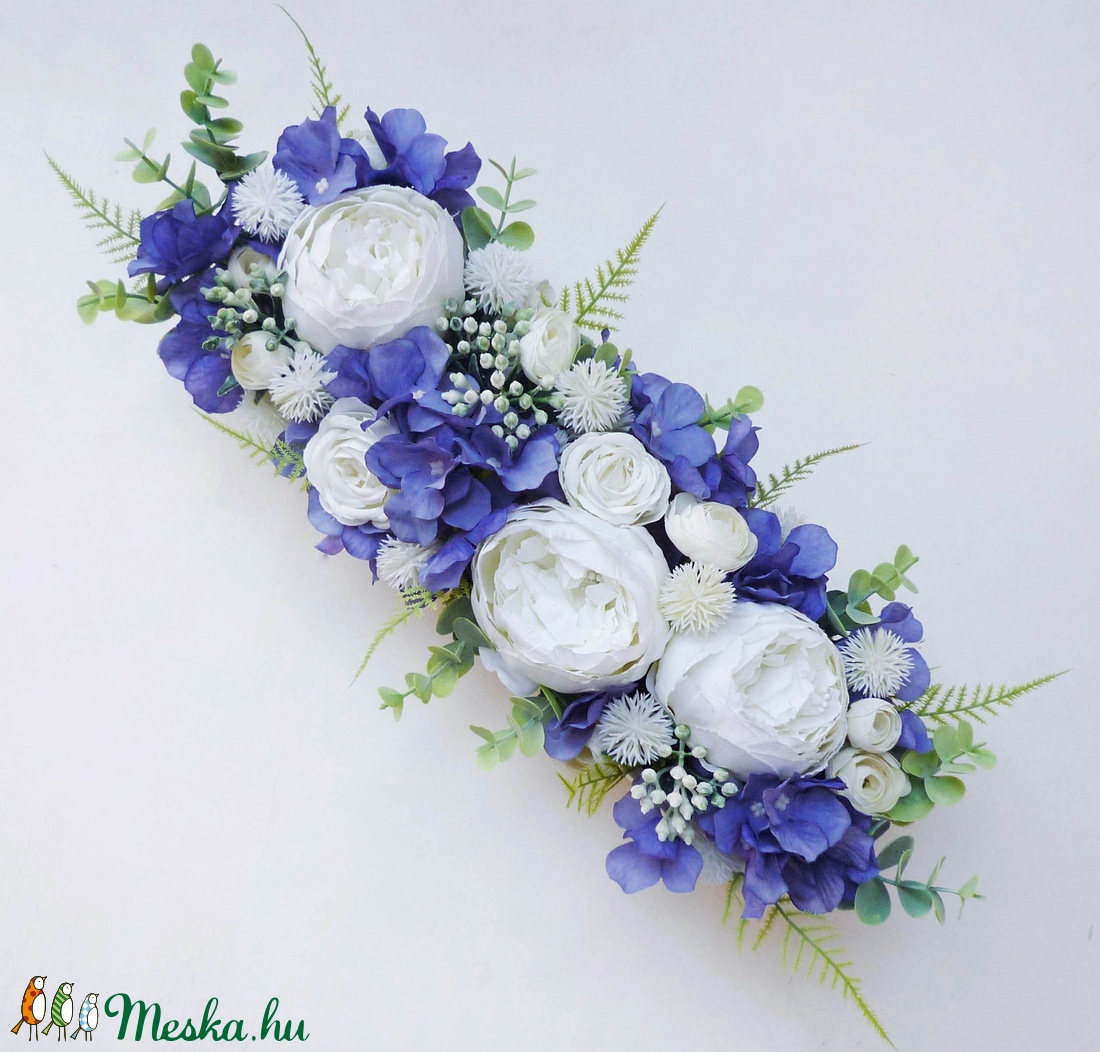 Kék fehér esküvői asztaldísz - esküvő - dekoráció - asztaldísz - Meska.hu