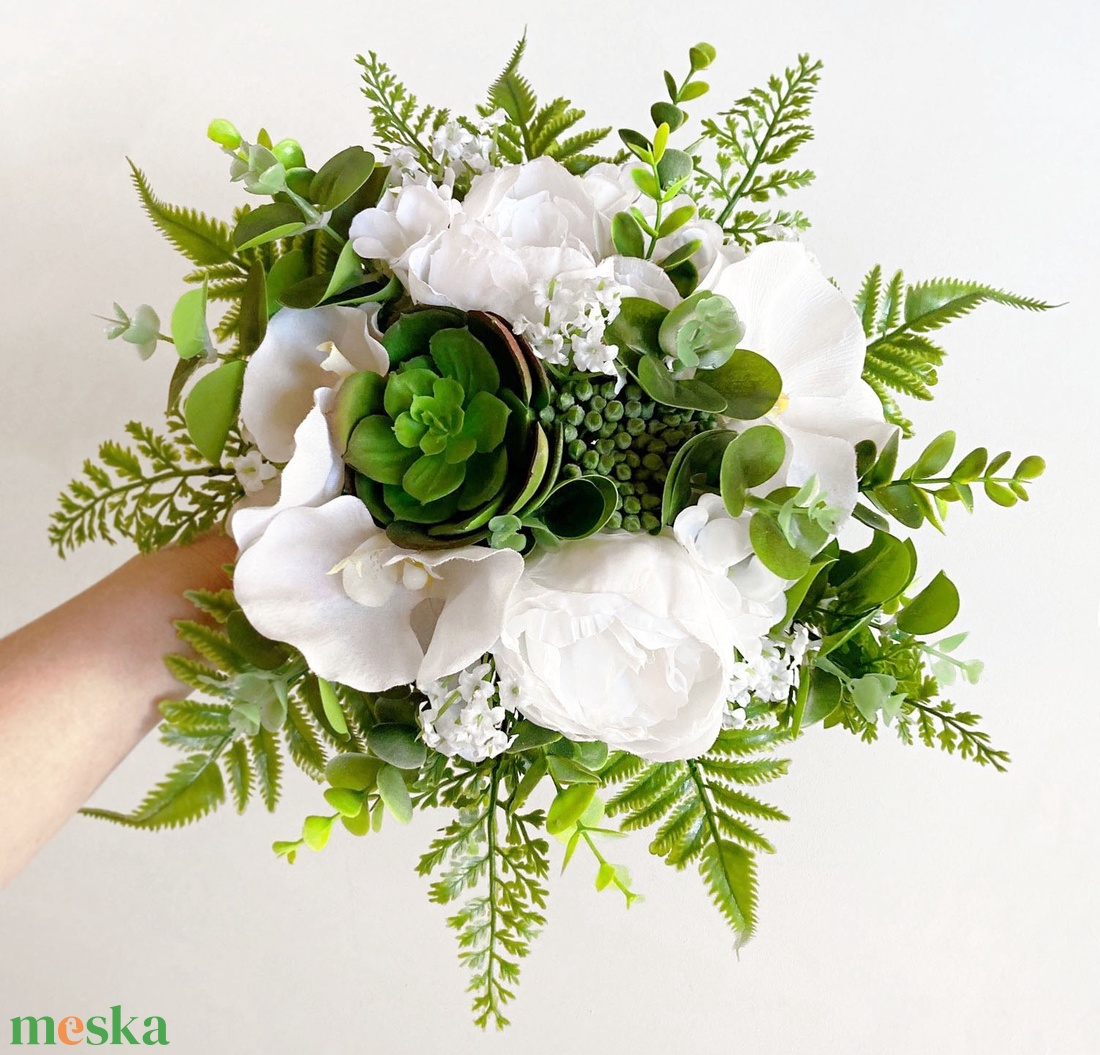 Greenery menyasszonyi csokor örökvirág - esküvő - menyasszonyi- és dobócsokor - Meska.hu