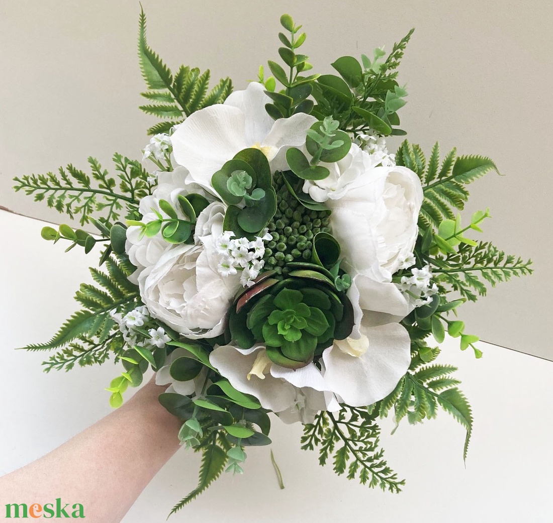 Greenery menyasszonyi csokor örökvirág - esküvő - menyasszonyi- és dobócsokor - Meska.hu
