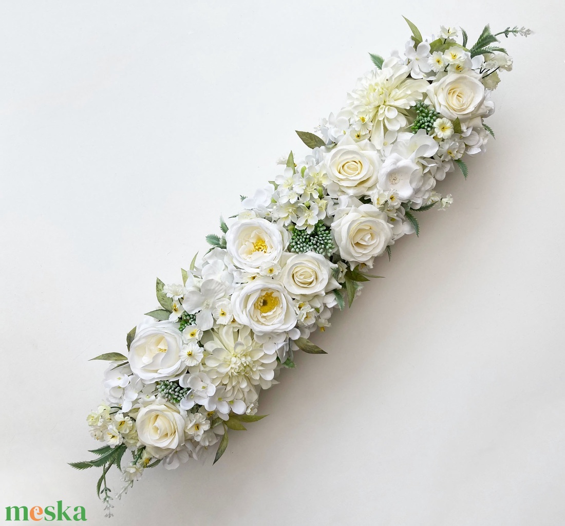 Vintage esküvői főasztaldísz selyemvirágból nagy - esküvő - dekoráció - asztaldísz - Meska.hu