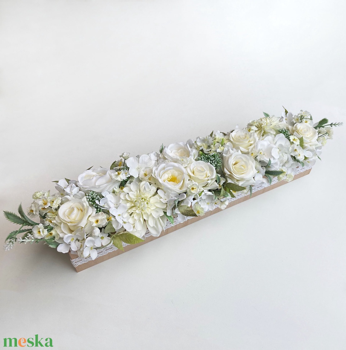 Vintage esküvői főasztaldísz selyemvirágból nagy - esküvő - dekoráció - asztaldísz - Meska.hu