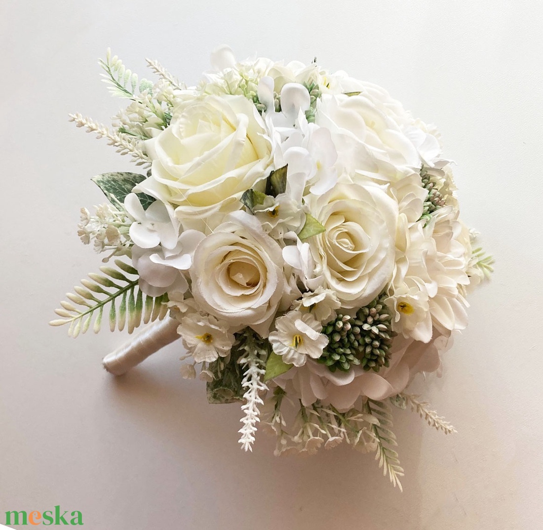 Selyemvirág menyasszonyi csokor  - esküvő - menyasszonyi- és dobócsokor - Meska.hu