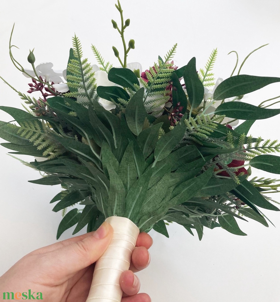 Menyasszonyi csokor selyemvirág bordó - esküvő - menyasszonyi- és dobócsokor - Meska.hu