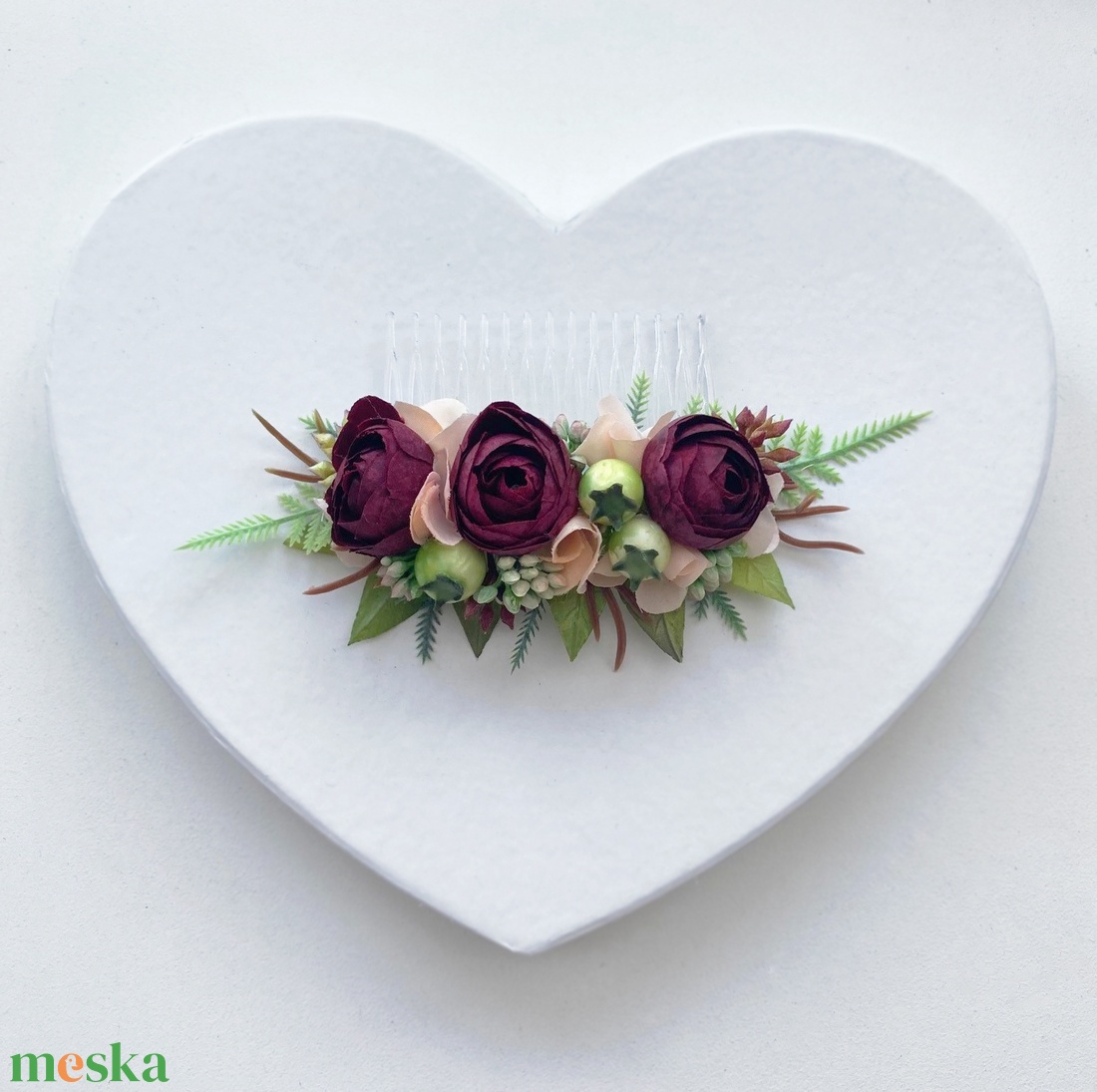 Fésűs selyemvirág hajdísz  - esküvő - hajdísz - fésűs hajdísz - Meska.hu