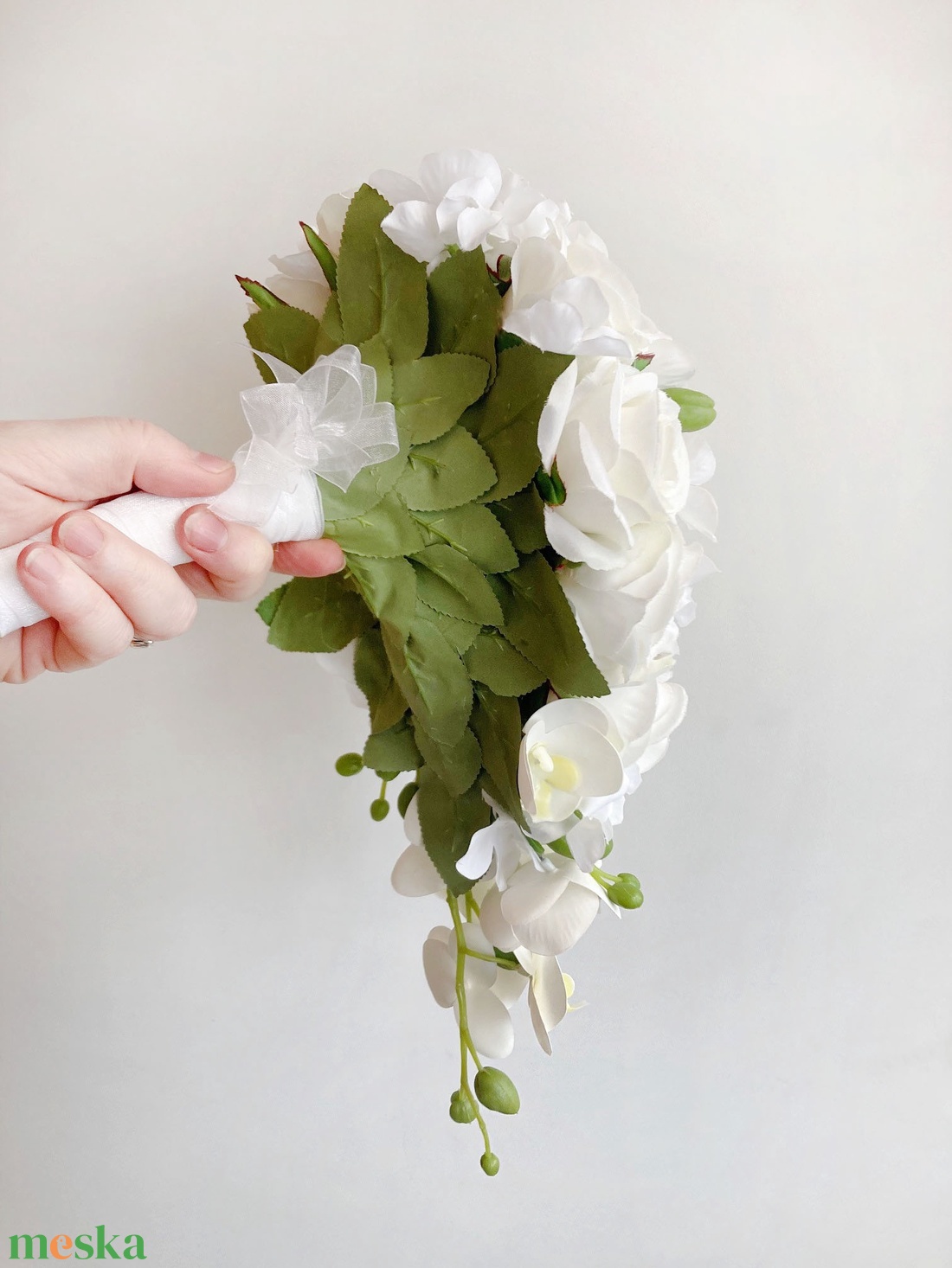 Orchideás menyasszonyi csokor selyemvirágból - esküvő - menyasszonyi- és dobócsokor - Meska.hu