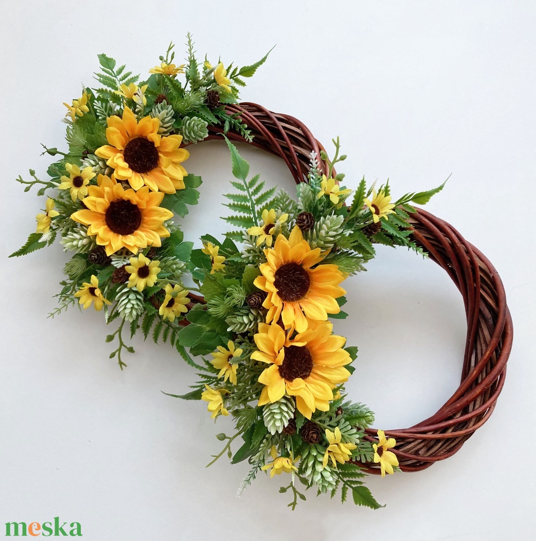 2 db-os Napraforgós nyári ajtódísz greenery stílusban - otthon & életmód - dekoráció - ajtó- és ablak dekoráció - ajtódísz & kopogtató - Meska.hu