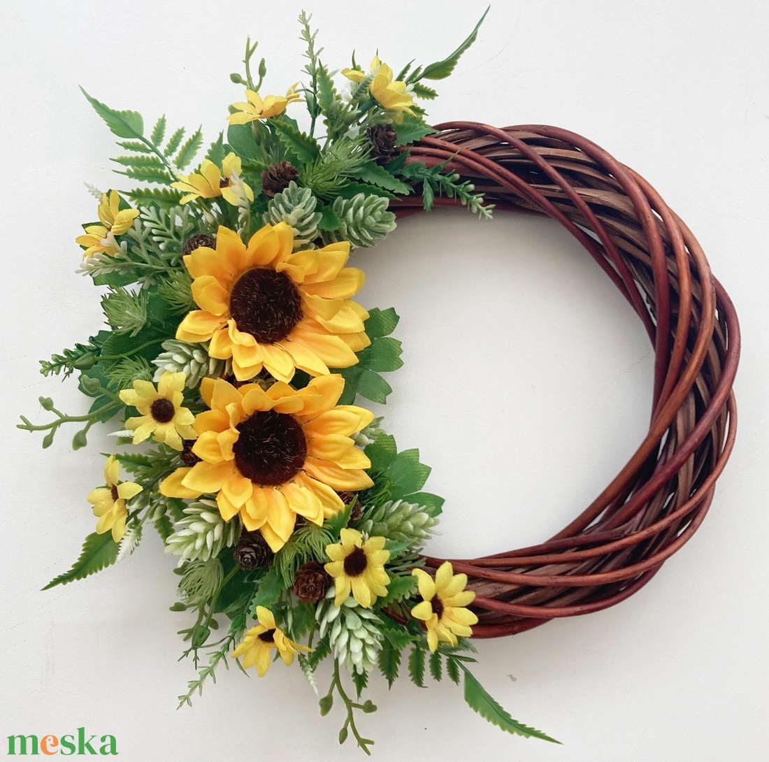 2 db-os Napraforgós nyári ajtódísz greenery stílusban - otthon & életmód - dekoráció - ajtó- és ablak dekoráció - ajtódísz & kopogtató - Meska.hu