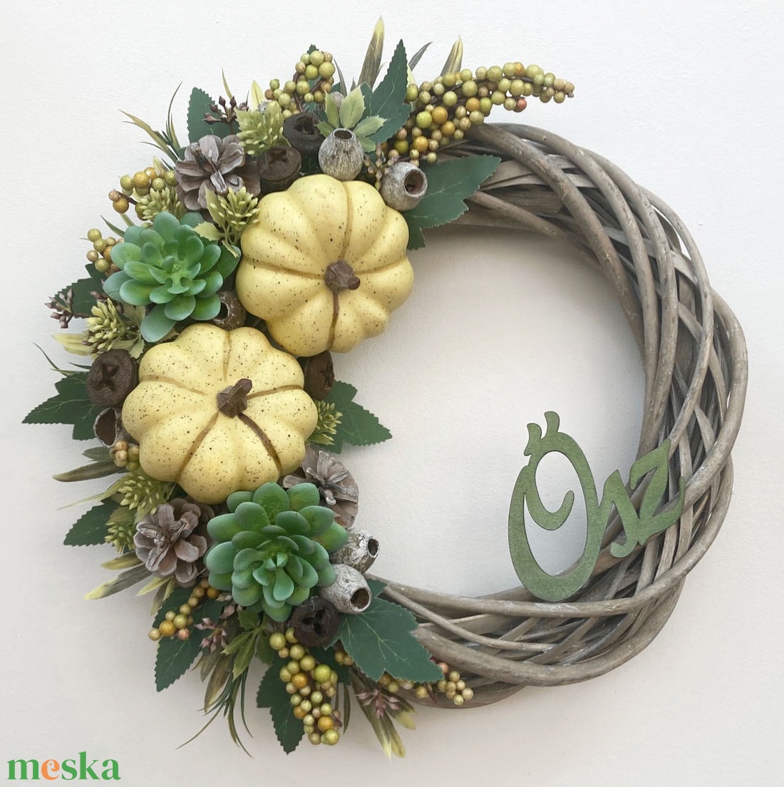 Nagy őszi ajtódísz dísztökös vintage - otthon & életmód - dekoráció - ajtó- és ablak dekoráció - ajtódísz & kopogtató - Meska.hu