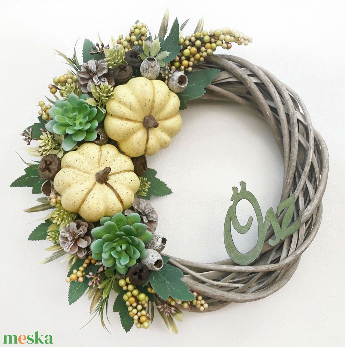 Nagy őszi ajtódísz dísztökös vintage - otthon & életmód - dekoráció - ajtó- és ablak dekoráció - ajtódísz & kopogtató - Meska.hu