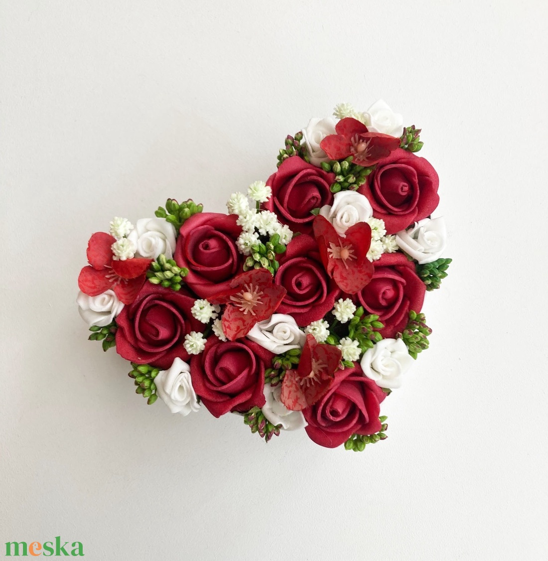 Szív virágdoboz piros rózsás - otthon & lakás - dekoráció - virágdísz és tartó - virágbox, virágdoboz - Meska.hu