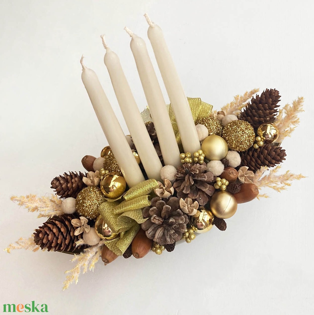 Karácsonyi asztaldísz arany - karácsony - adventi díszek - adventi asztaldísz - Meska.hu