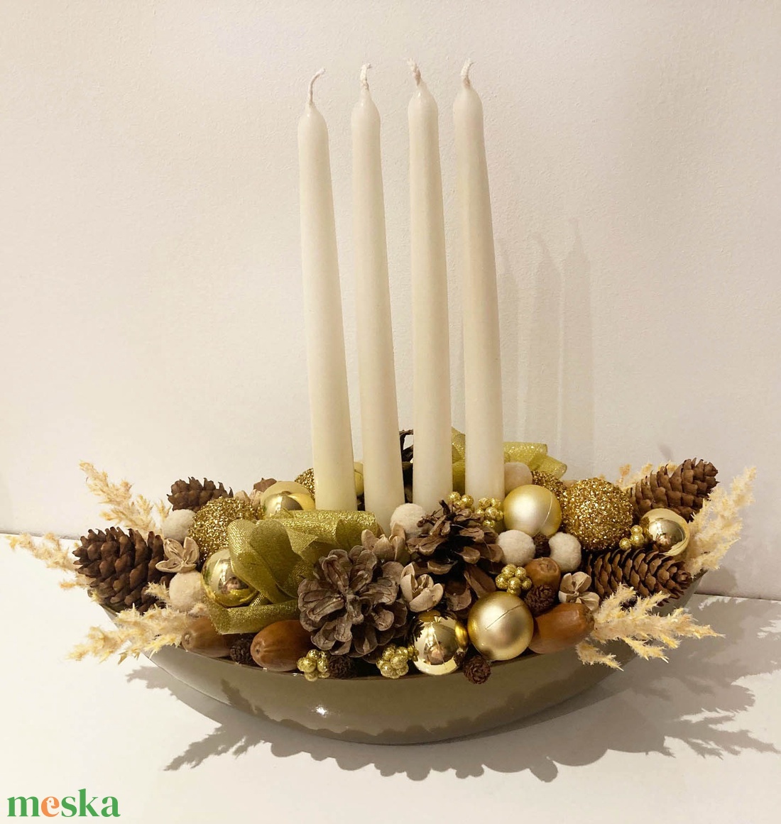 Karácsonyi asztaldísz arany - karácsony - adventi díszek - adventi asztaldísz - Meska.hu