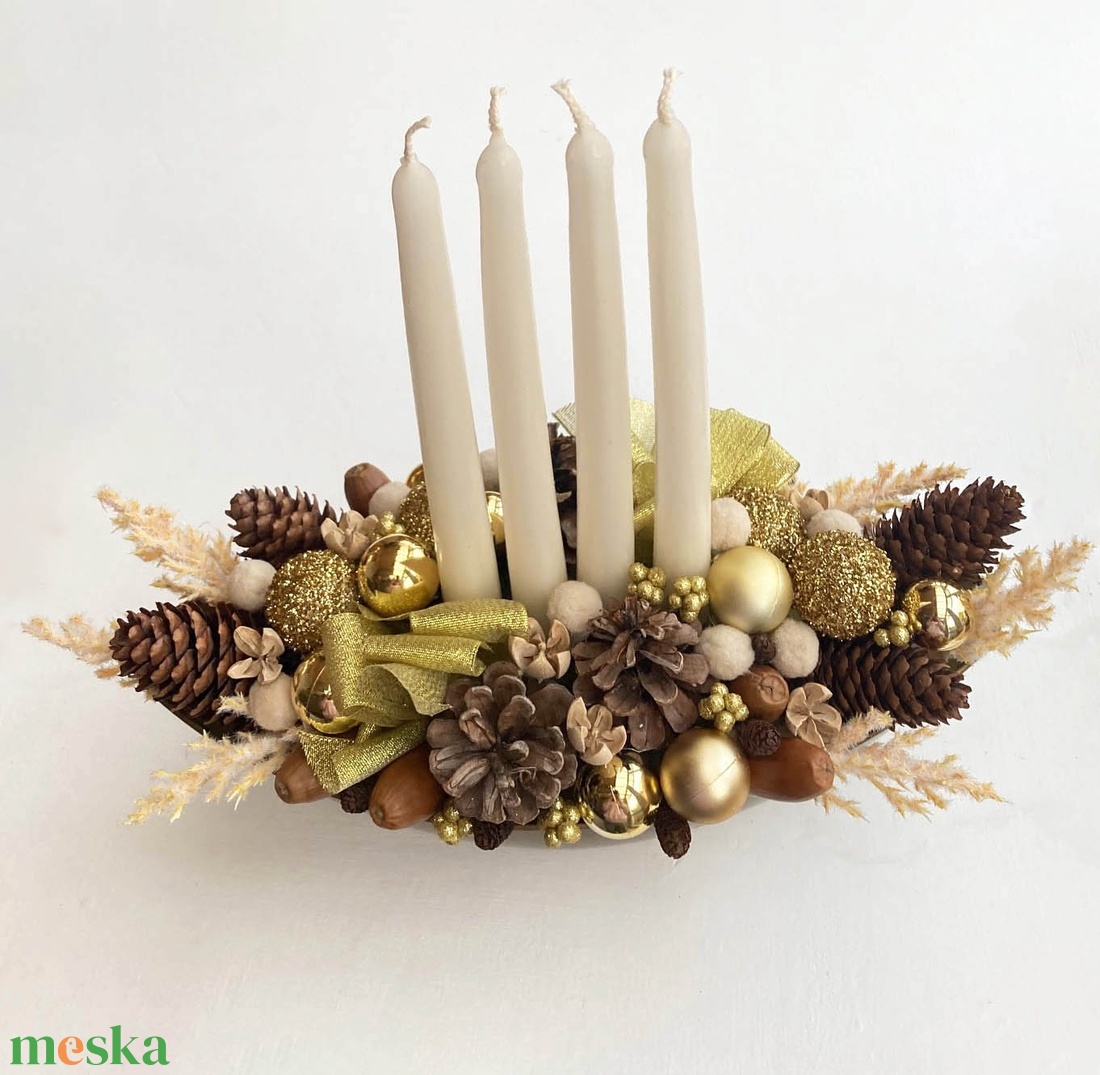 Karácsonyi asztaldísz arany - karácsony - adventi díszek - adventi asztaldísz - Meska.hu