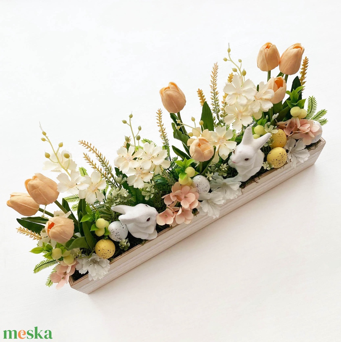 Nagy húsvéti virágláda asztaldísz - otthon & életmód - dekoráció - asztal és polc dekoráció - asztaldísz - Meska.hu